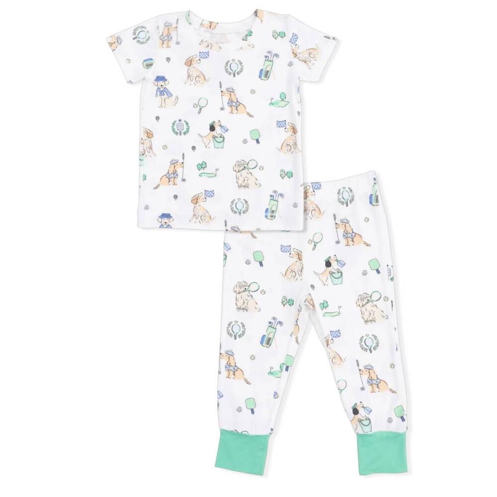 NEW ANGEL DEAR kids country club dogs short sleeve pajama set in neutral